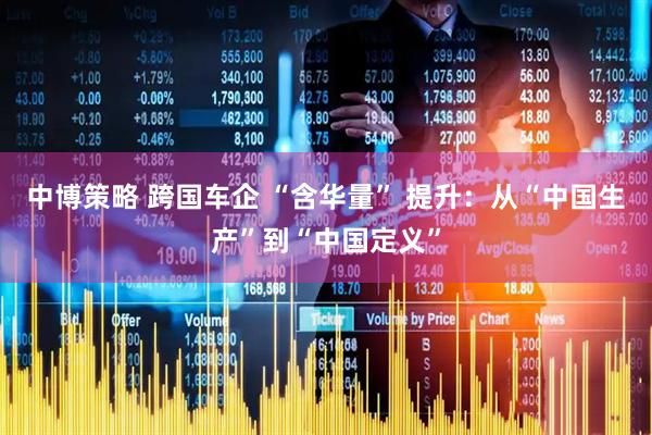 中博策略 跨国车企 “含华量” 提升：从“中国生产”到“中国定义”
