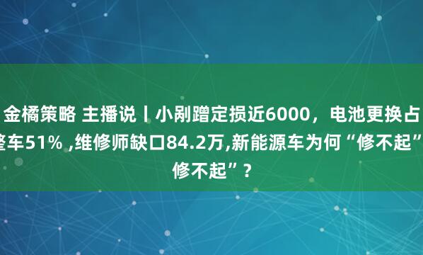 金橘策略 主播说丨小剐蹭定损近6000，电池更换占整车51% ,维修师缺口84.2万,新能源车为何“修不起”？